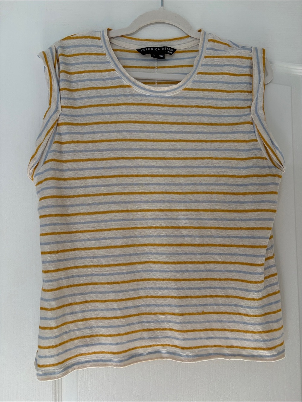 Veronica Beard Jeans Dree Striped Linen Muscle Tee